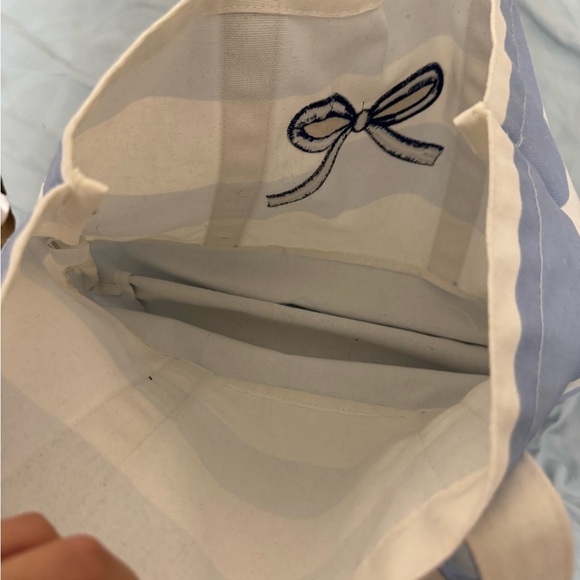 Blue bow canvas tote bag - Picture 8 of 10